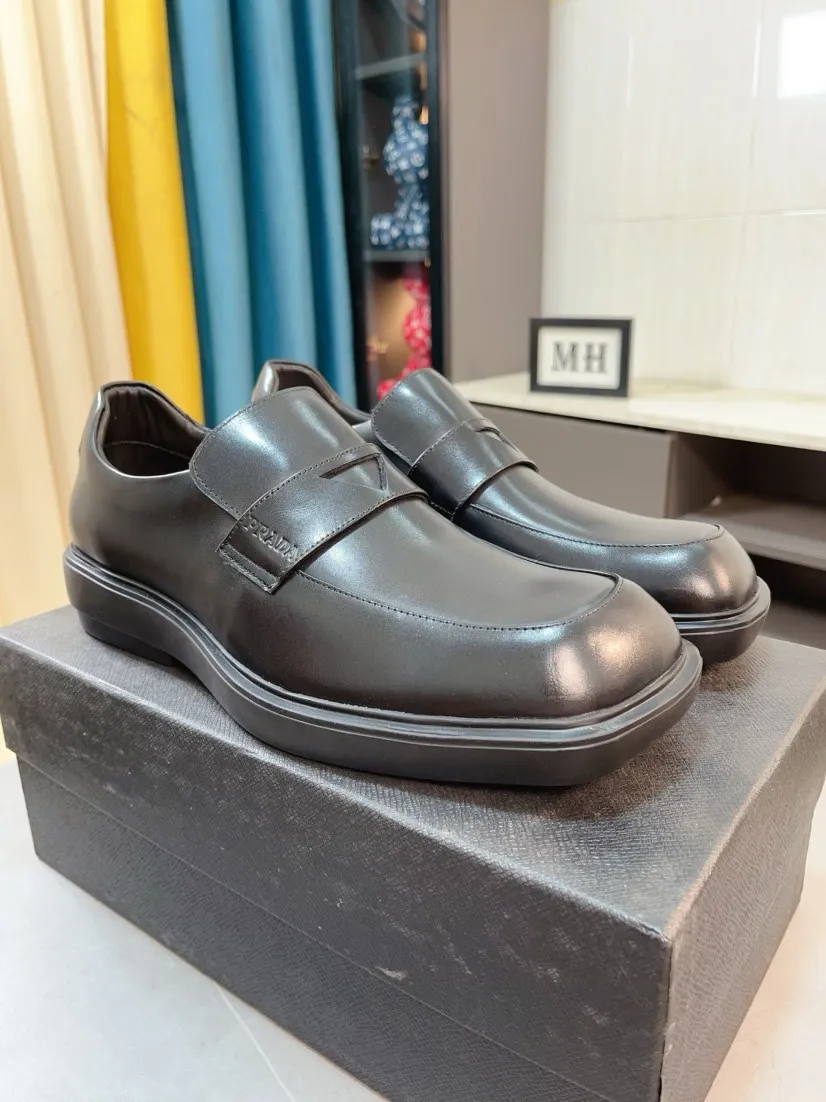 Men's shoes 💰540🌹🌹【PRADA Leather Shoes】Top purchasing agency Original imported Italian custom-made open-edge beaded cowhide leather surface, fully imported water-dyed breathable cowhide lining, original factory special molded sole super comfortable, size: 38-44